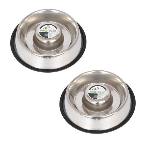 Slow Feed Stainless Steel Pet Bowl for Dog or Cat - Iconic Pet, LLC