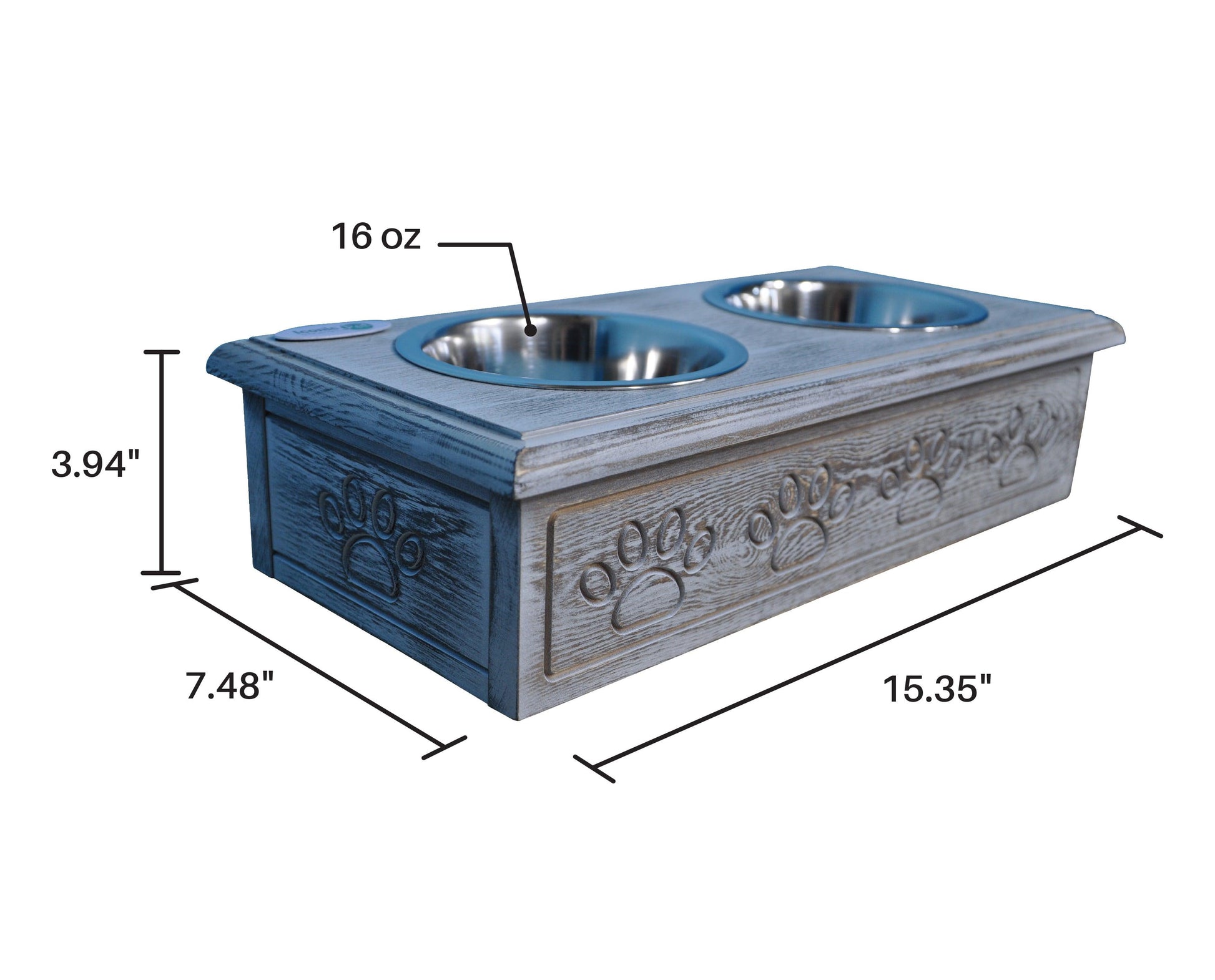Sassy Paws Wooden Pet Double Diner with Stainless Steel Bowls - Iconic Pet, LLC
