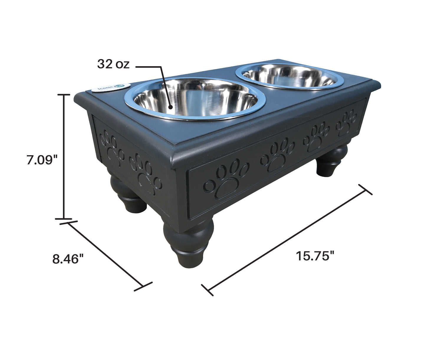 Sassy Paws Raised Wooden Pet Double Diner with Stainless Steel Bowls