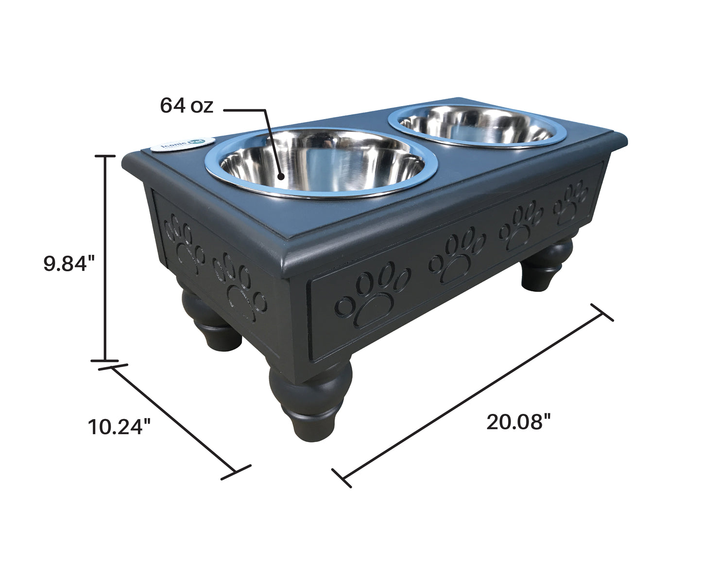 Sassy Paws Raised Wooden Pet Double Diner with Stainless Steel Bowls