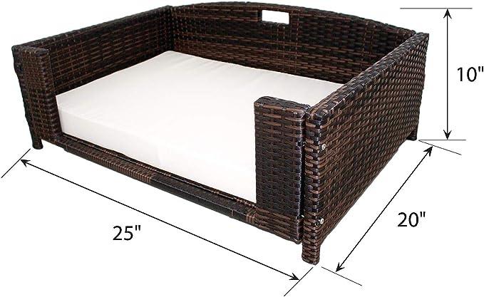 Rattan Rectangular Pet Sofa - Iconic Pet, LLC