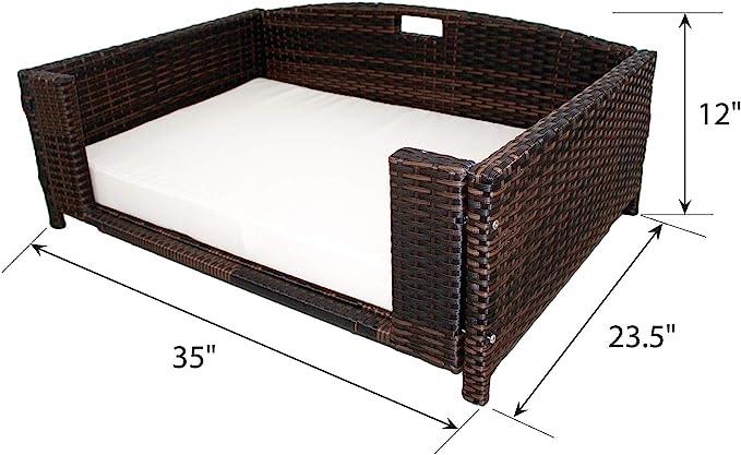 Rattan Rectangular Pet Sofa - Iconic Pet, LLC