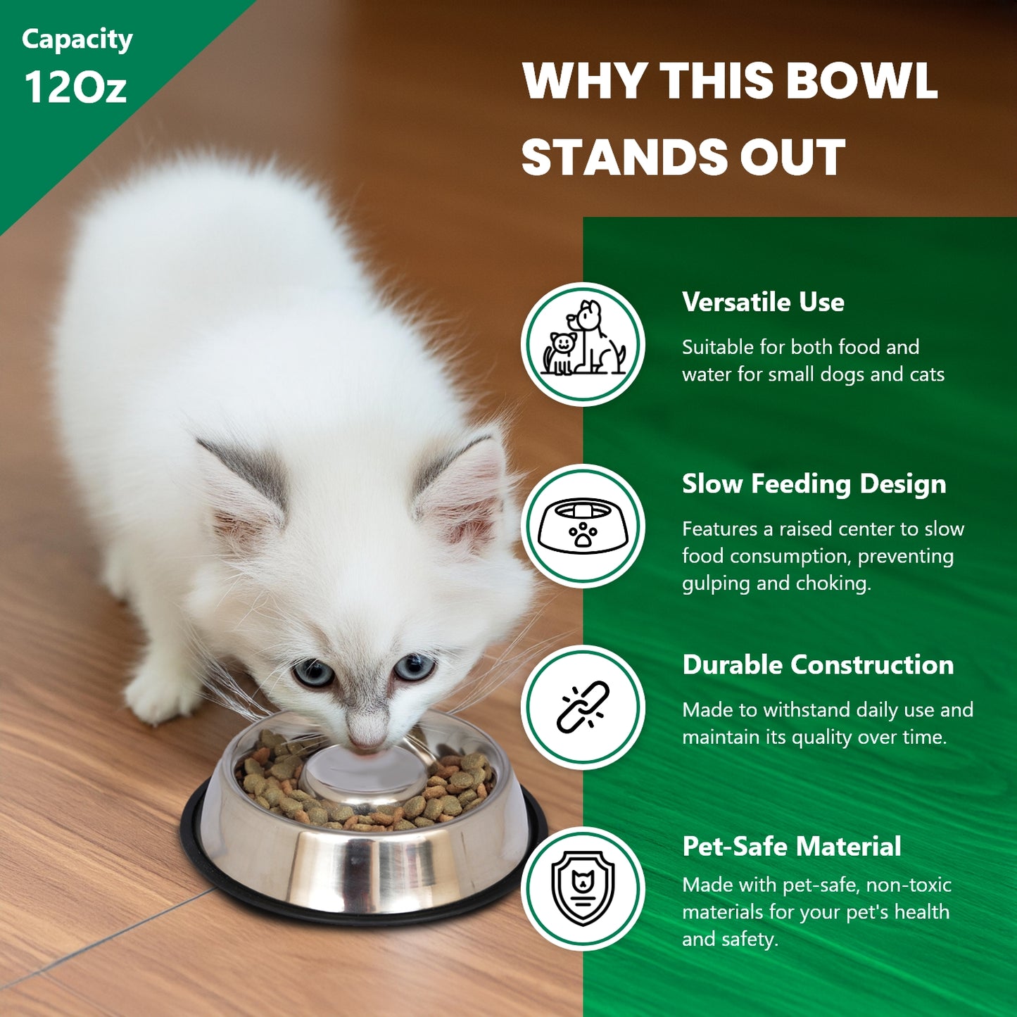 Slow Feed Stainless Steel Pet Bowl for Dog or Cat