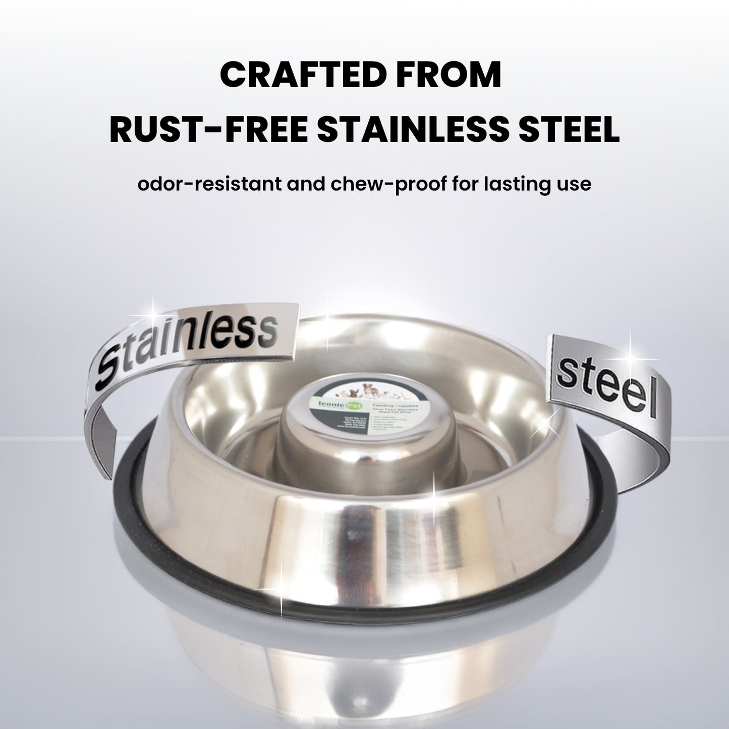 Slow Feed Stainless Steel Pet Bowl for Dog or Cat