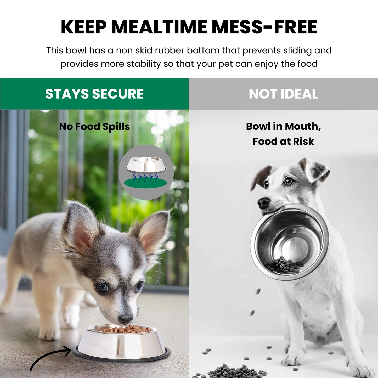 Stainless Steel Non-Skid Pet Bowl for Dog or Cat