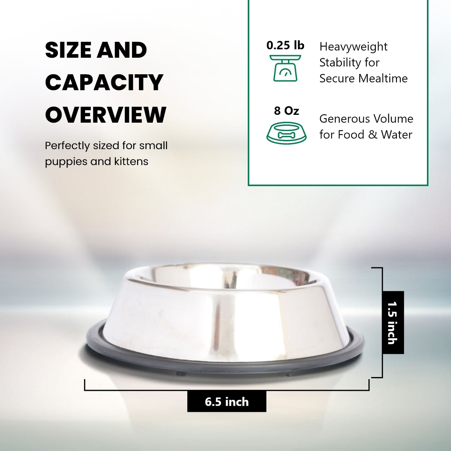 Stainless Steel Non-Skid Pet Bowl for Dog or Cat