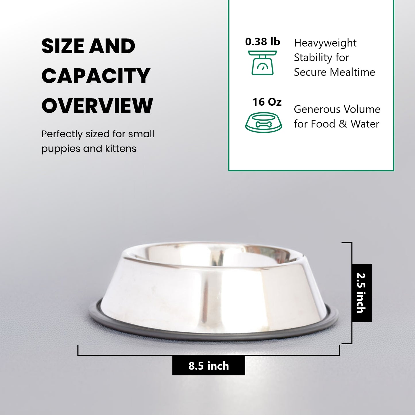 Stainless Steel Non-Skid Pet Bowl for Dog or Cat