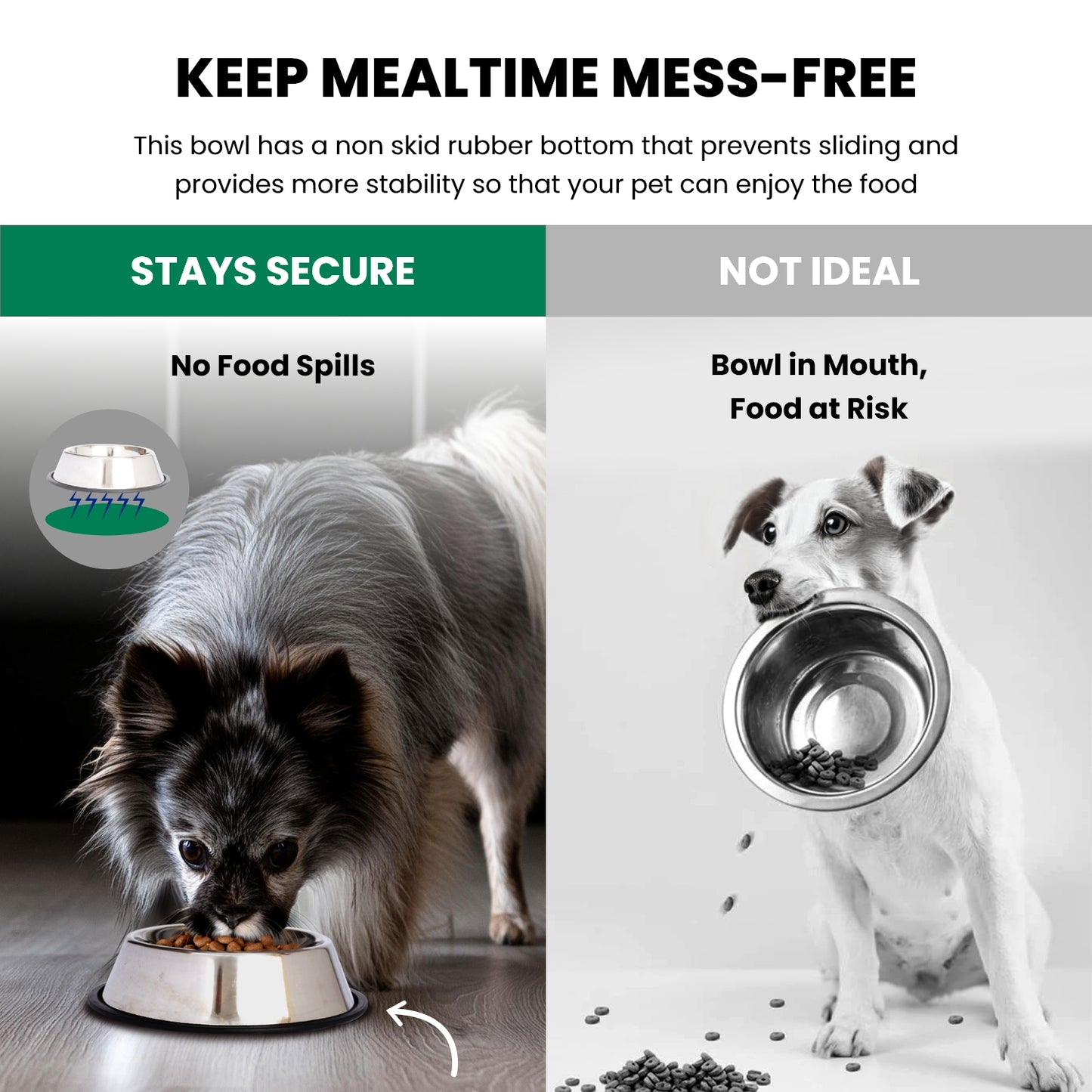 Stainless Steel Non-Skid Pet Bowl for Dog or Cat