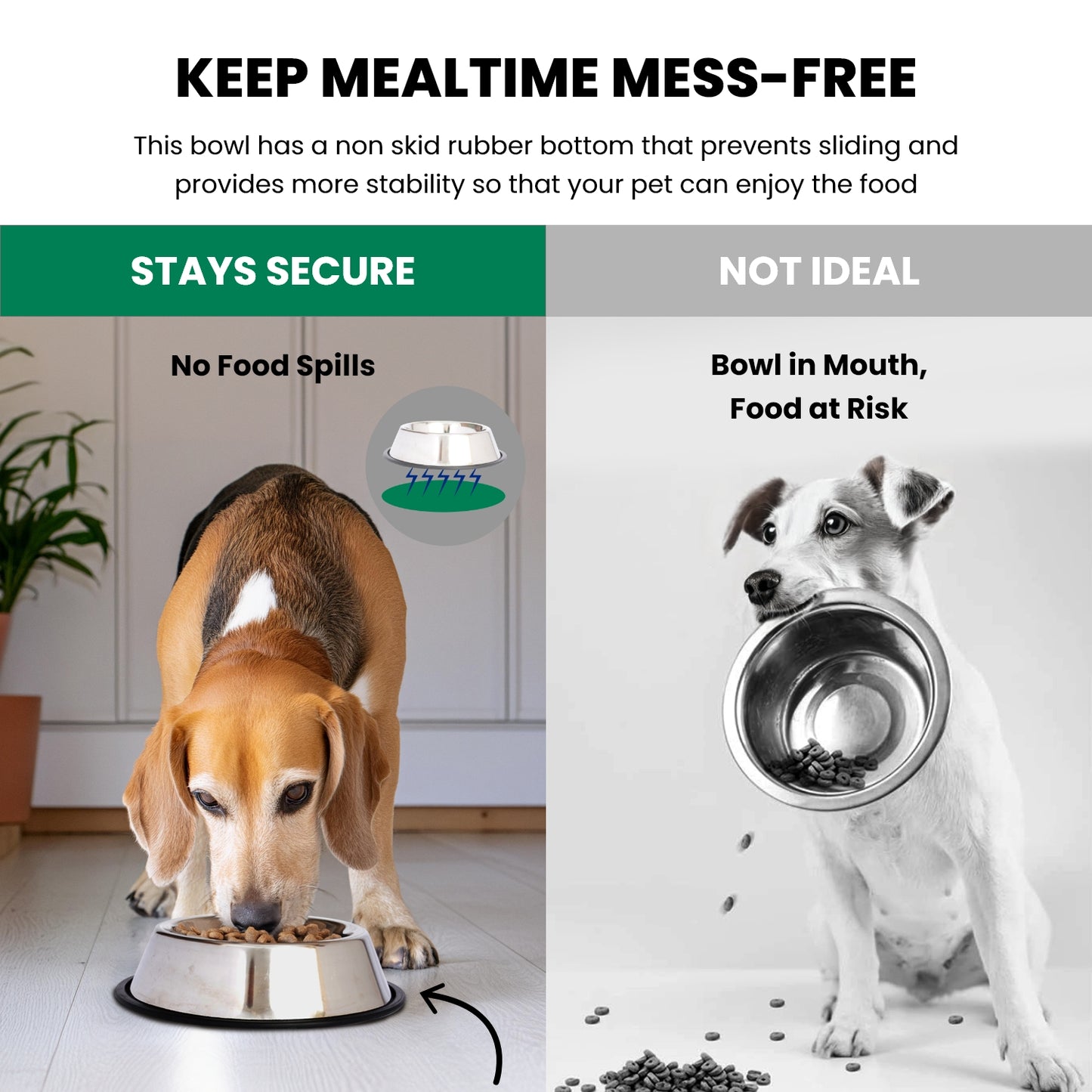 Stainless Steel Non-Skid Pet Bowl for Dog or Cat