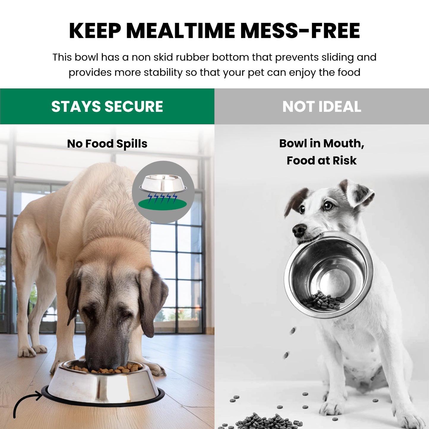 Stainless Steel Non-Skid Pet Bowl for Dog or Cat