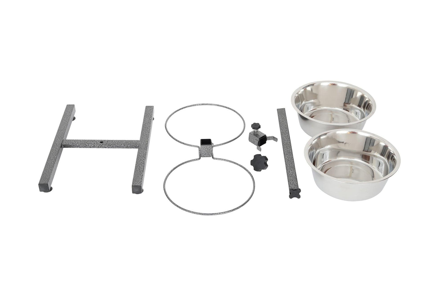 Adjustable Stainless Steel Pet Double Diner - H Design - Iconic Pet, LLC