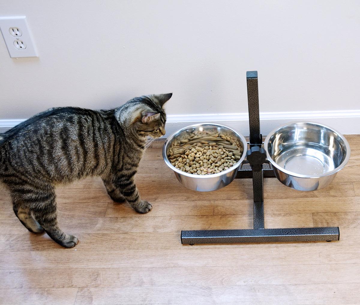 Adjustable Stainless Steel Pet Double Diner - H Design - Iconic Pet, LLC
