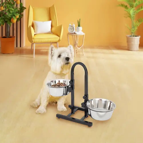 Adjustable Stainless Steel Pet Double Diner for Dog - U Design