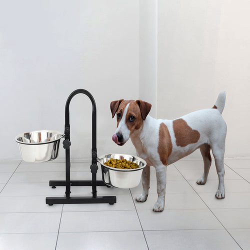 Adjustable Stainless Steel Pet Double Diner for Dog - U Design