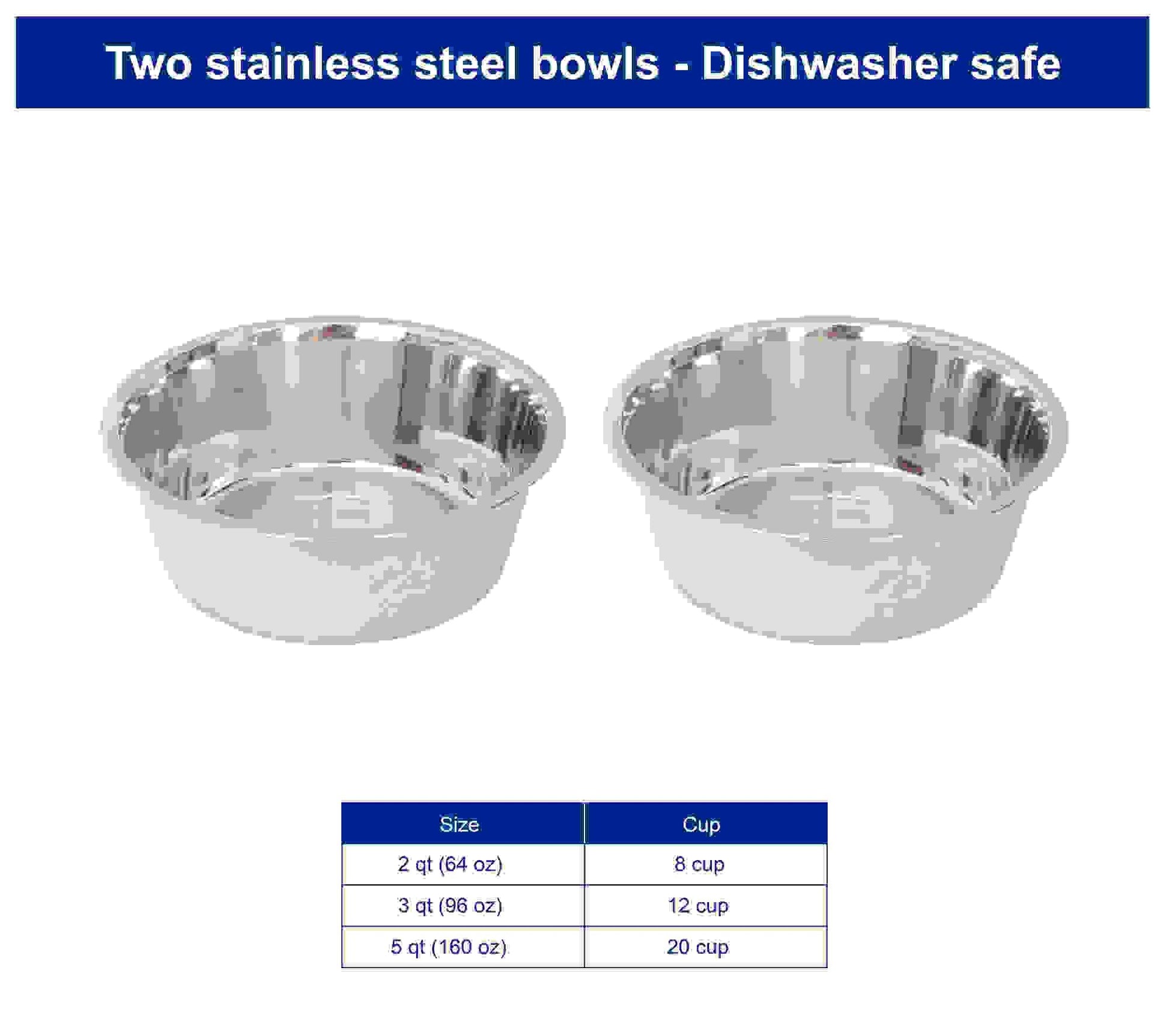 Adjustable Stainless Steel Pet Double Diner for Dog - U Design - Iconic Pet, LLC