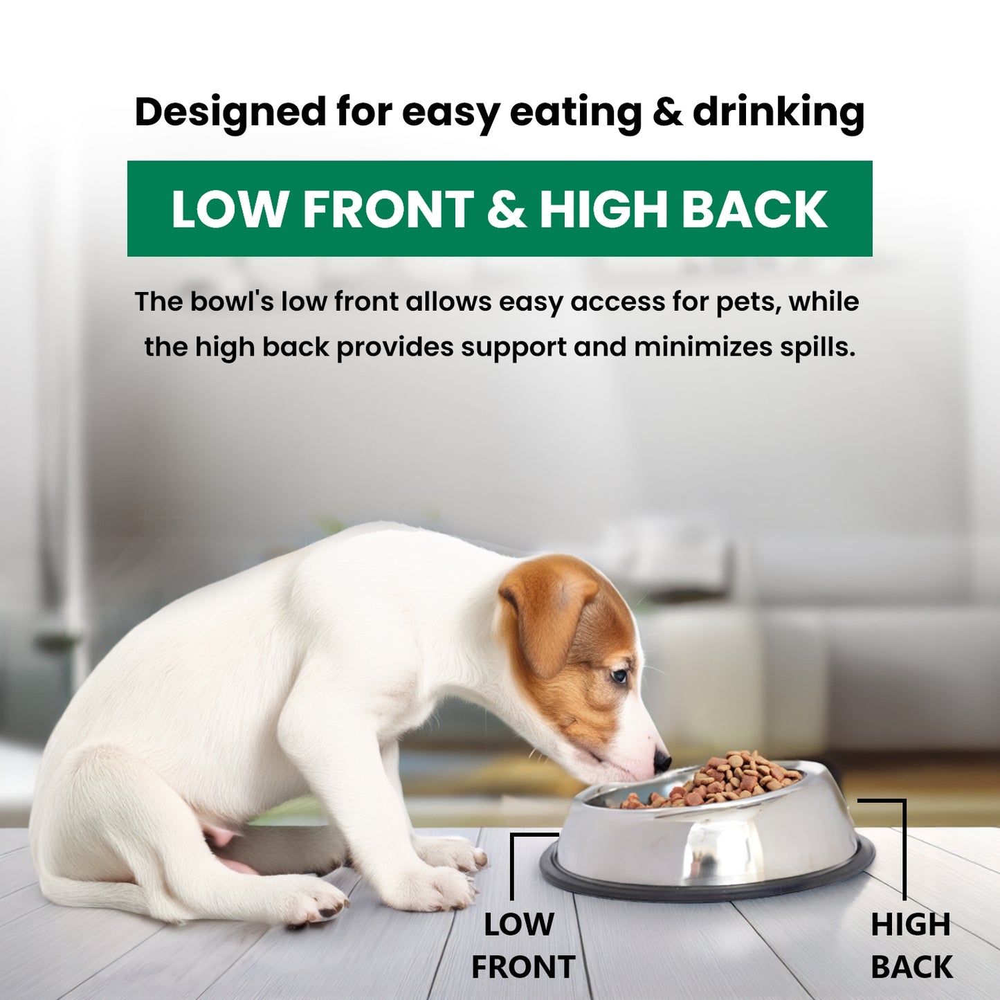 2 Pack Heavy Weight Non-Skid Easy Feed High Back Pet Bowl for Dog or Cat