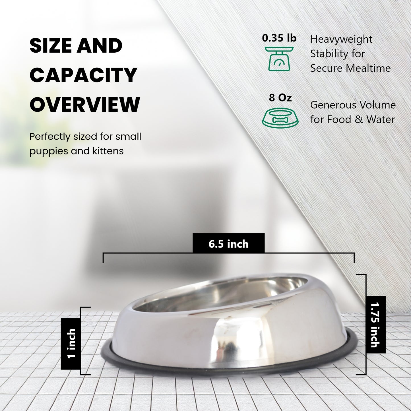 2 Pack Heavy Weight Non-Skid Easy Feed High Back Pet Bowl for Dog or Cat