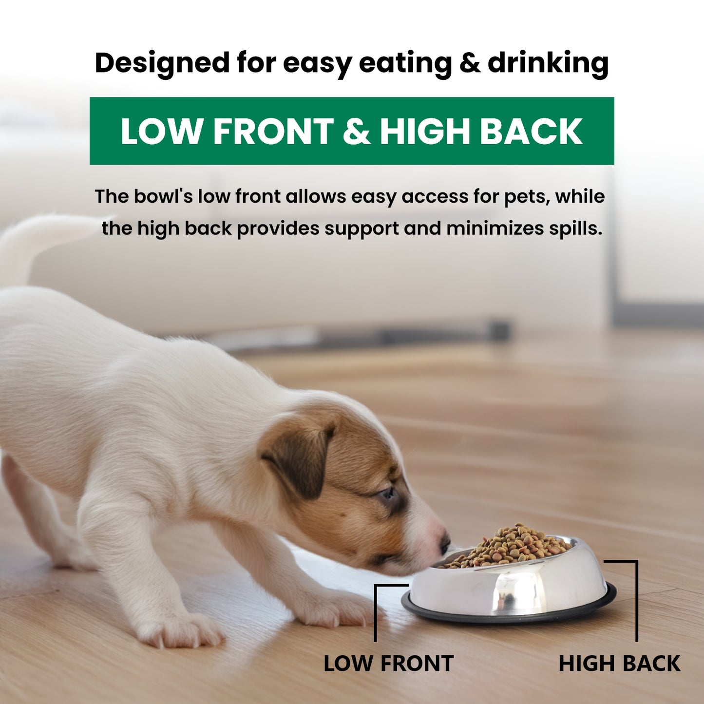 2 Pack Heavy Weight Non-Skid Easy Feed High Back Pet Bowl for Dog or Cat