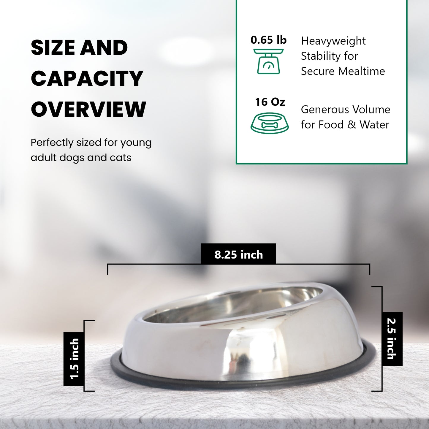 2 Pack Heavy Weight Non-Skid Easy Feed High Back Pet Bowl for Dog or Cat