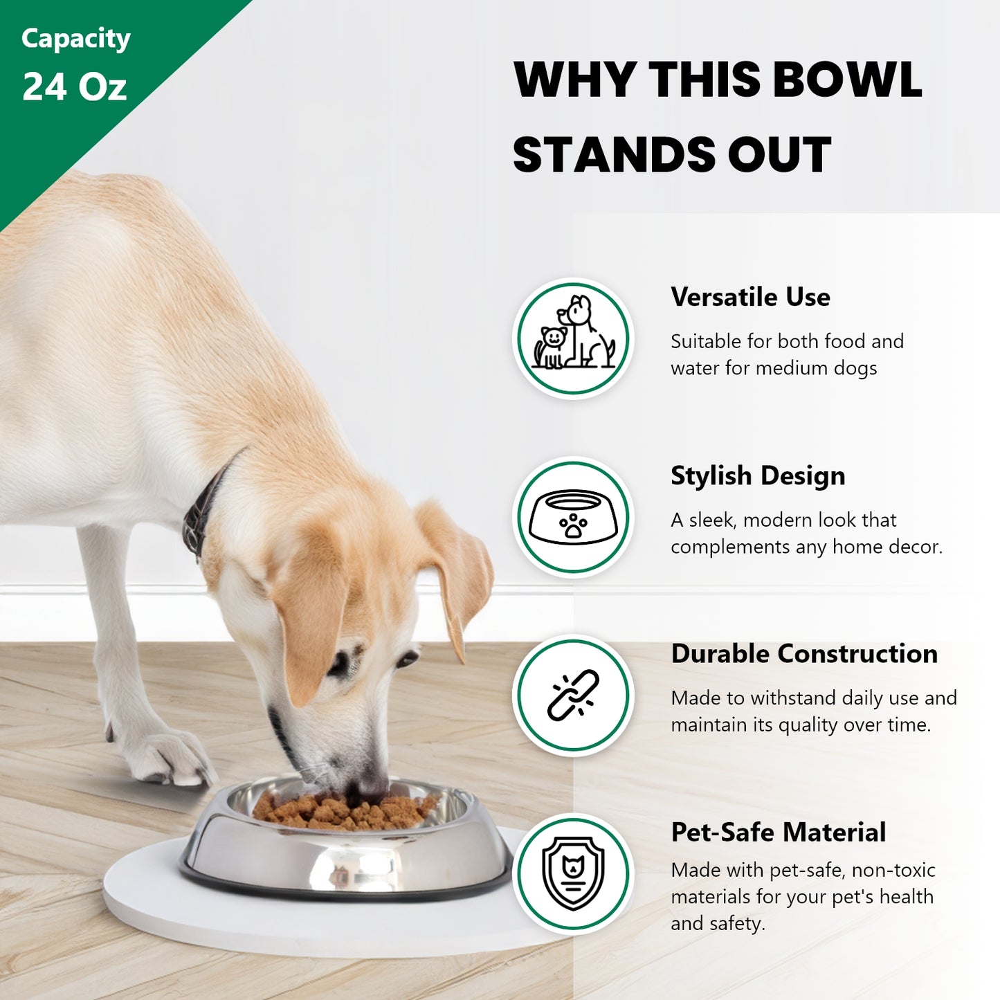 2 Pack Heavy Weight Non-Skid Easy Feed High Back Pet Bowl for Dog or Cat