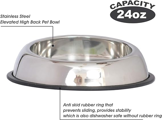 Heavy Weight Non-skid Easy feed High Back Pet Bowl for Dog or Cat