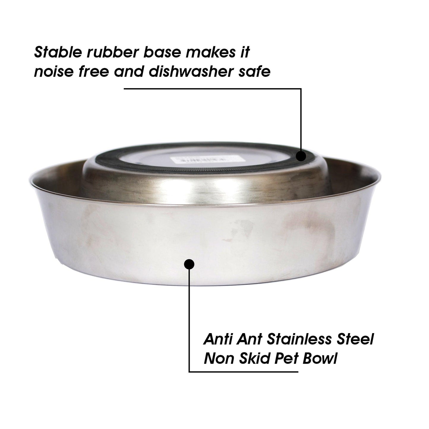 Anti Ant Stainless Steel Non Skid Pet Bowl for Dog or Cat - Iconic Pet, LLC