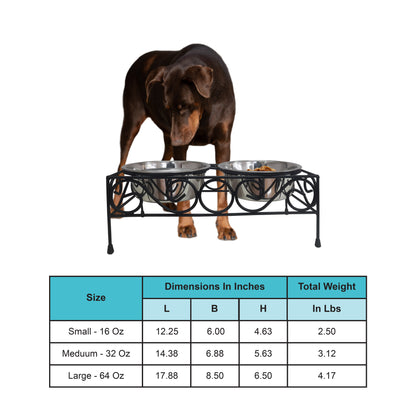 Elevated Wired Pet Double Diner with Stainless Steel Bowls for Dogs and Cats