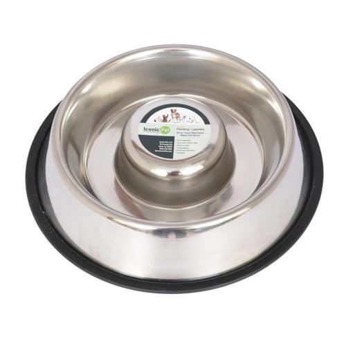 Slow Feed Stainless Steel Pet Bowl for Dog or Cat