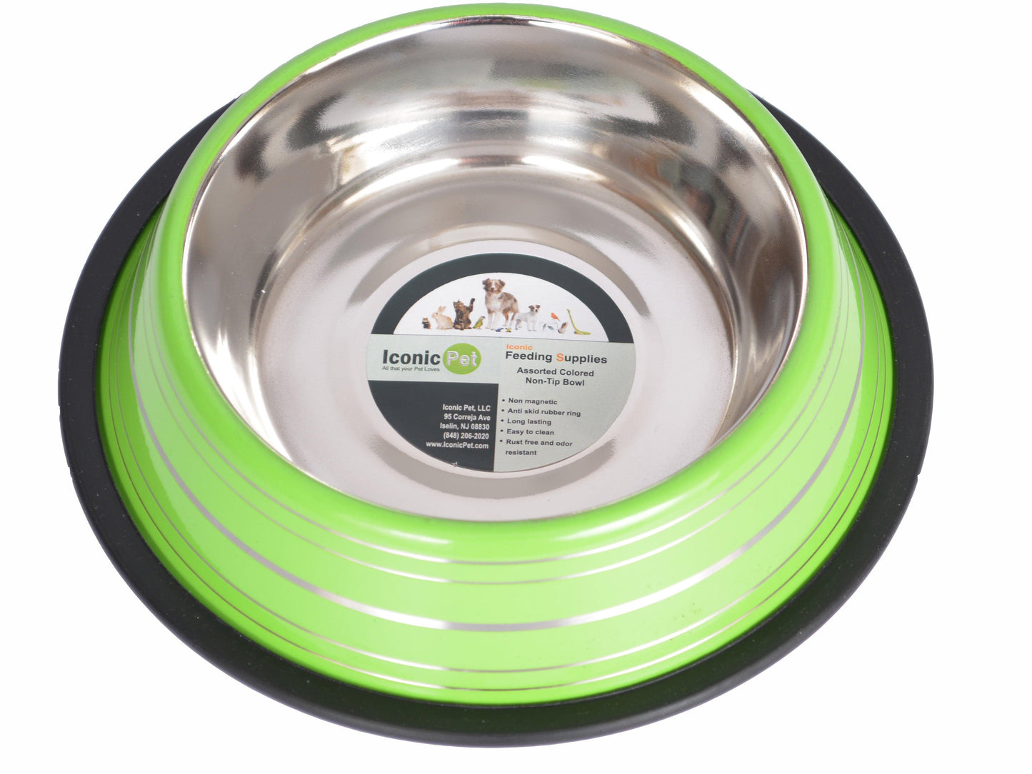 Color Splash Stripe Non Skid Pet Bowl - Iconic Pet, LLC
