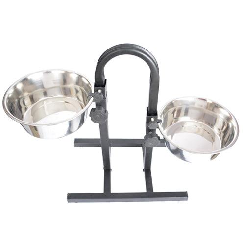 Adjustable Stainless Steel Pet Double Diner for Dog - U Design