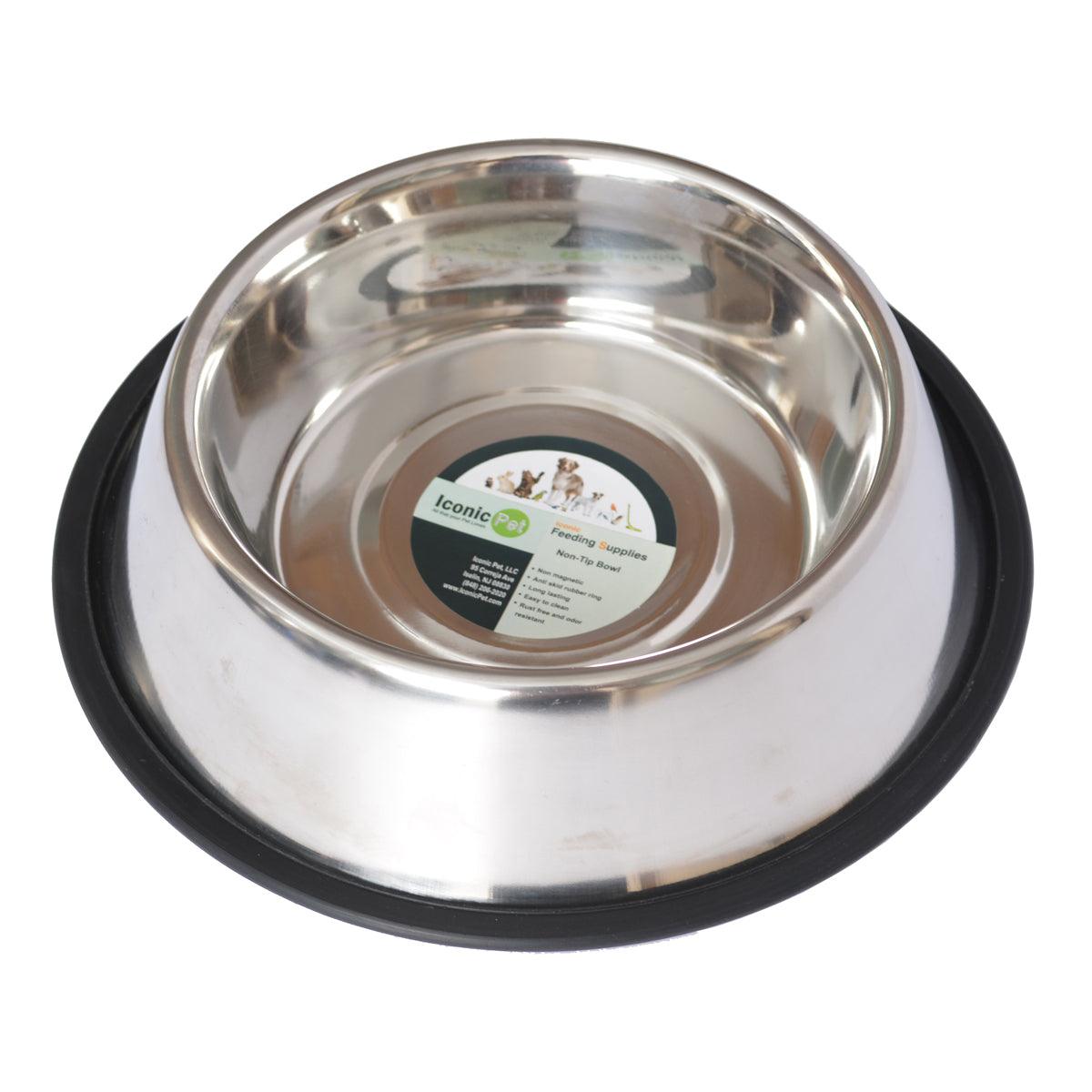 Stainless Steel Non-Skid Pet Bowl for Dog or Cat - Iconic Pet, LLC
