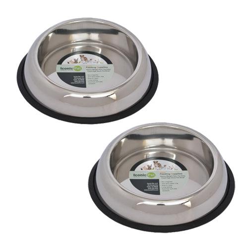 2 Pack Heavy Weight Non-Skid Easy Feed High Back Pet Bowl for Dog or Cat - Iconic Pet, LLC