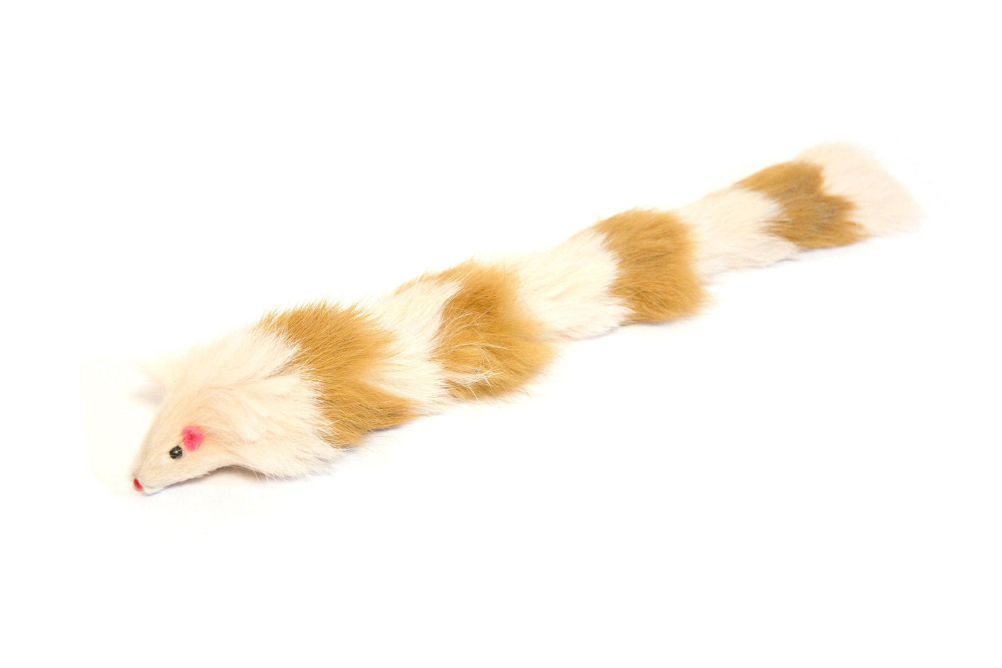 Set of Two Fur Weasel Toys (one Brown/White and one Multi-colored)
