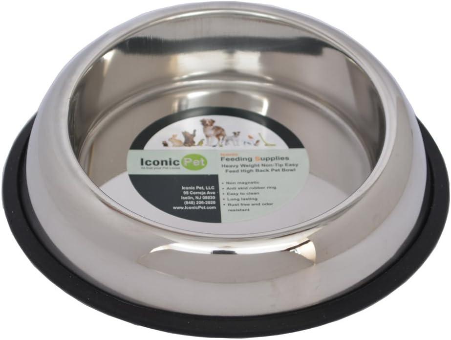 Heavy Weight Non-skid Easy feed High Back Pet Bowl for Dog or Cat - Iconic Pet, LLC