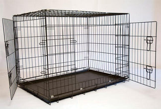 View of Iconic Pet Foldable Double Door Pet Training Crate with Divider ...
