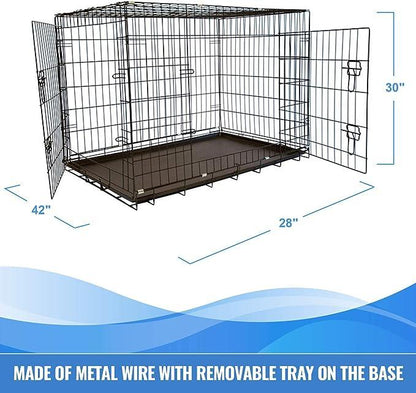 Foldable Double Door Pet Training Crate with Divider