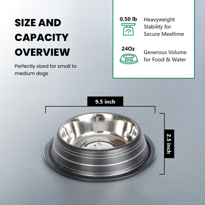 2 Pack Color Splash Stripe Non-Skid Pet Bowl for Dog or Cat