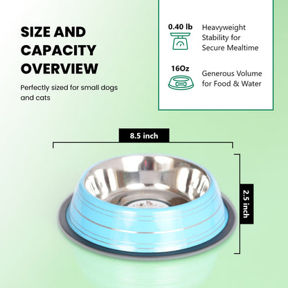 Color Splash Stripe Non-Skid Pet Bowl