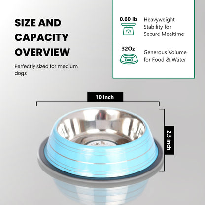 Color Splash Stripe Non-Skid Pet Bowl