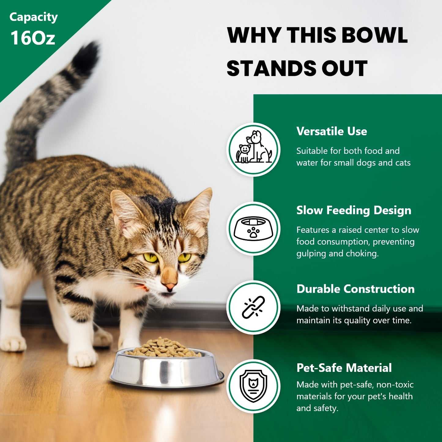 Anti Ant Stainless Steel Non Skid Pet Bowl for Dog or Cat