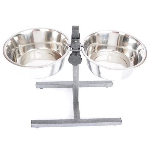 Iconic Pet Adjustable Stainless Steel Pet Double Diner for Dog - H