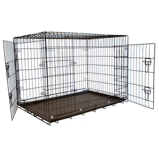 View of Iconic Pet Foldable Double Door Pet Training Crate with Divider ...