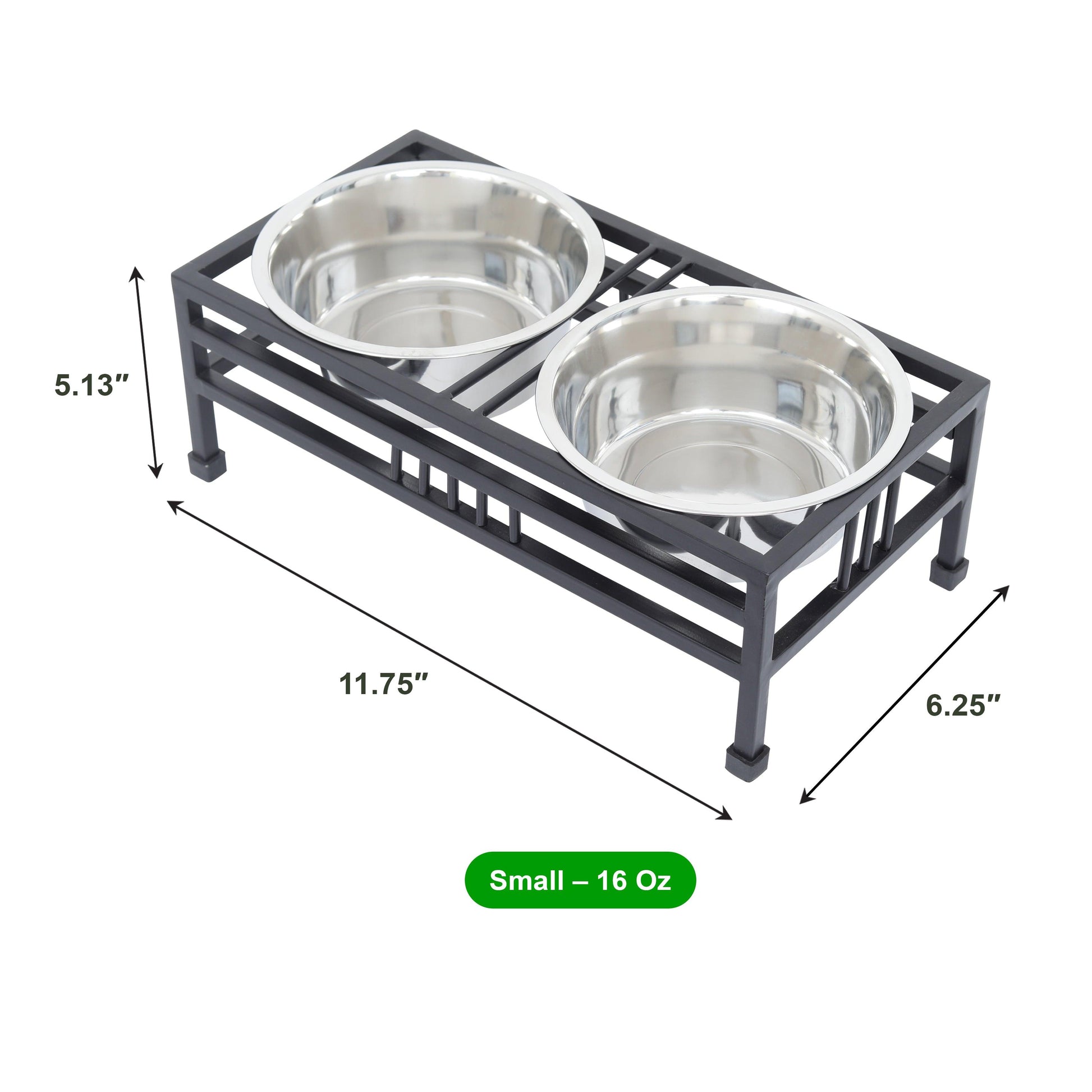 Cat Dog Food Feeding Stand Station Stainless Double Raised Bowls Wooden  Non-slip